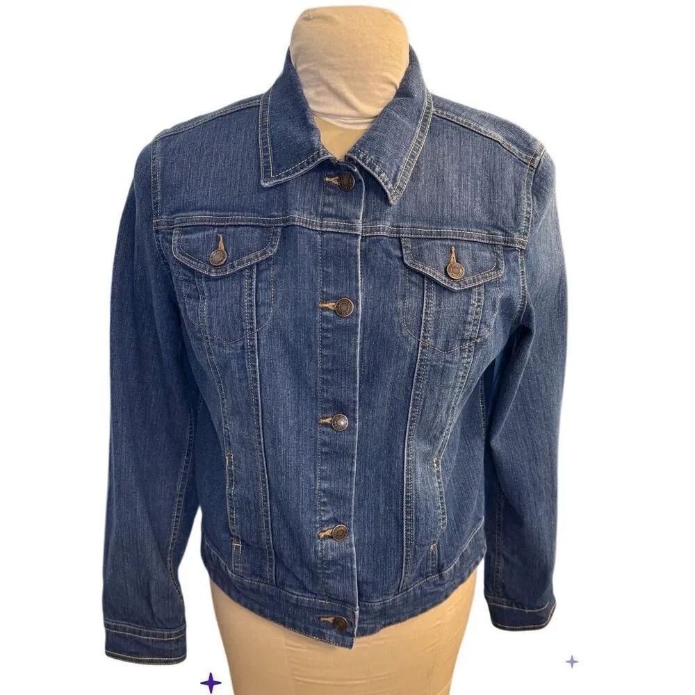 Faded Glory Women’s Denim Jacket Sz. M Classic Lightweight Packable Southwest